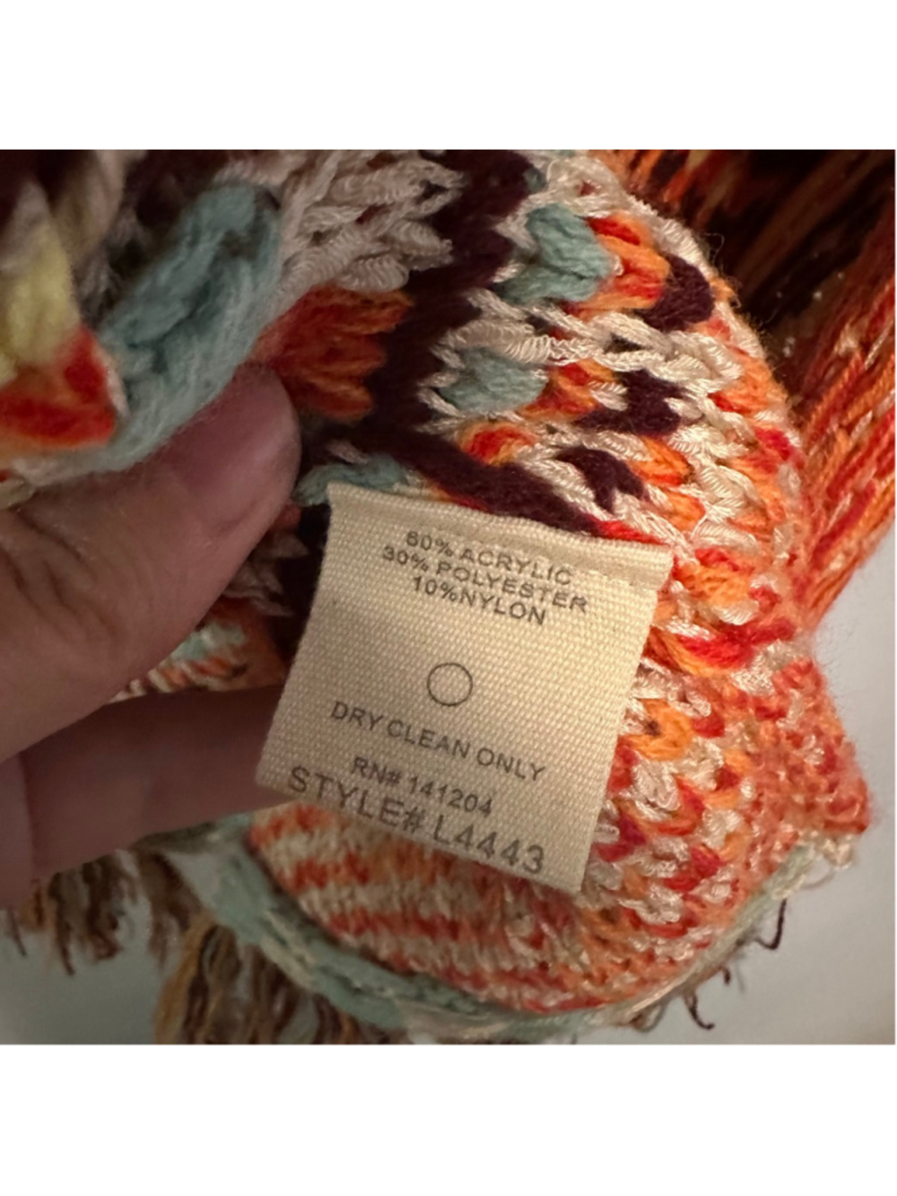 B.Original by Shoe Fly Long knit Cardigan Beige & Orange Women’s Medium Boho - Picture 4 of 11